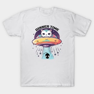 Dinner time. Uap ufo ufo cat. Funny. T-Shirt